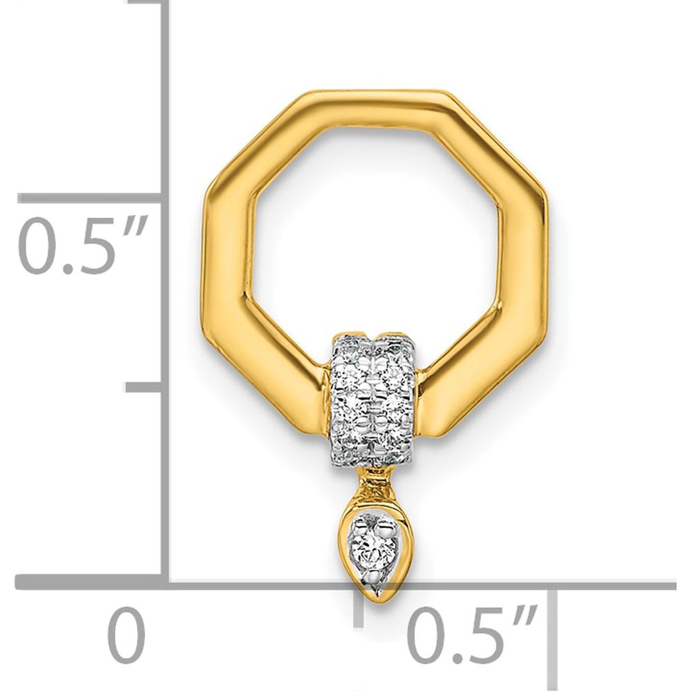 14K Yellow Gold Polished Diamond Octagon Chain Slide Pendant - 0.07 Carat Total Diamond Weight by Oro Pregiato
