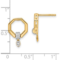 14K Yellow Gold Polished Diamond Octagon Drop Earrings with Round White Diamonds - 0.50 Carats Total Diamond Weight by Oro Pregiato