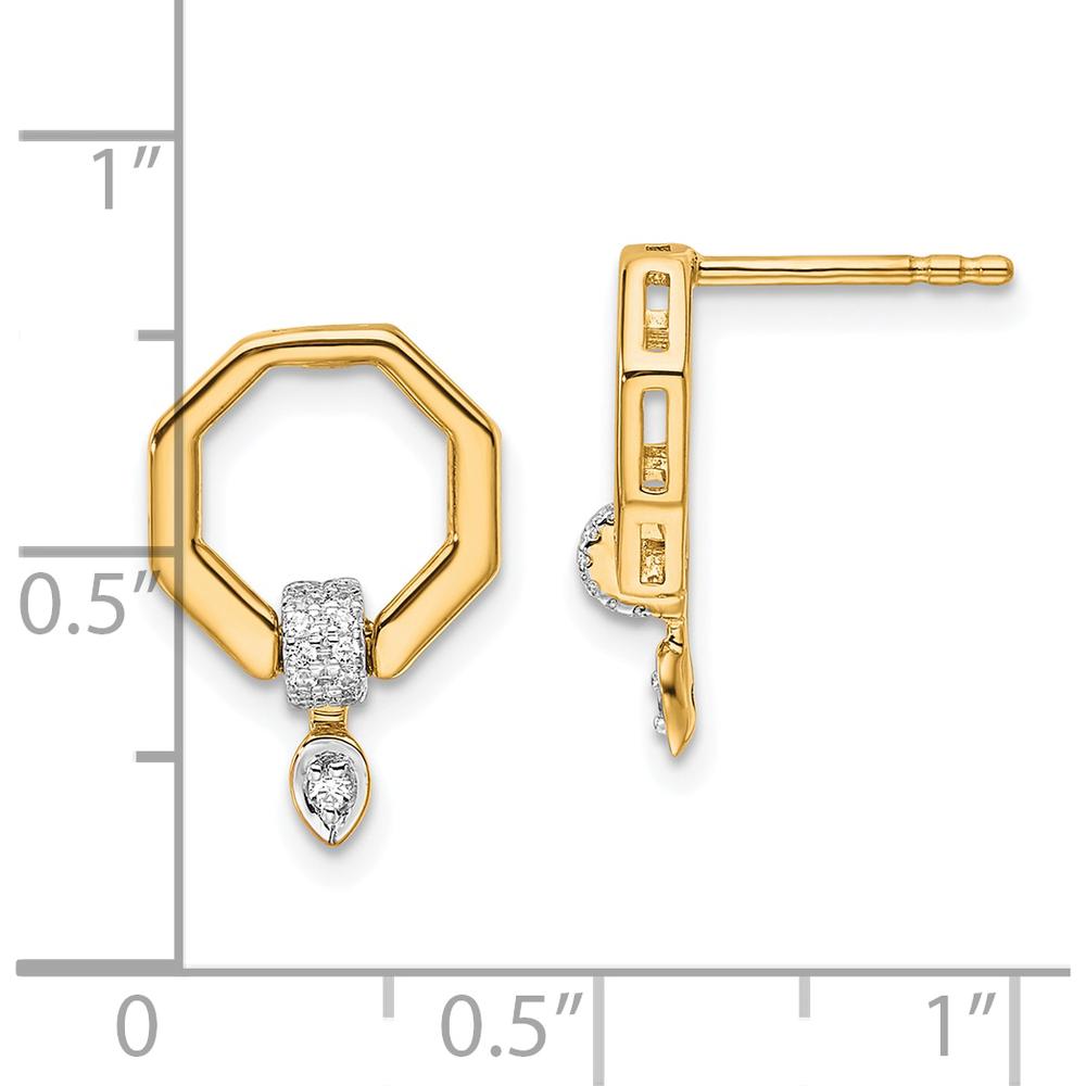 14K Yellow Gold Polished Diamond Octagon Drop Earrings with Round White Diamonds - 0.50 Carats Total Diamond Weight by Oro Pregiato