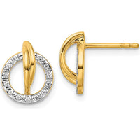 14K Yellow Gold Polished Diamond Open Circle Drop Earrings - 0.10 Carats Total Diamond Weight by Oro Pregiato