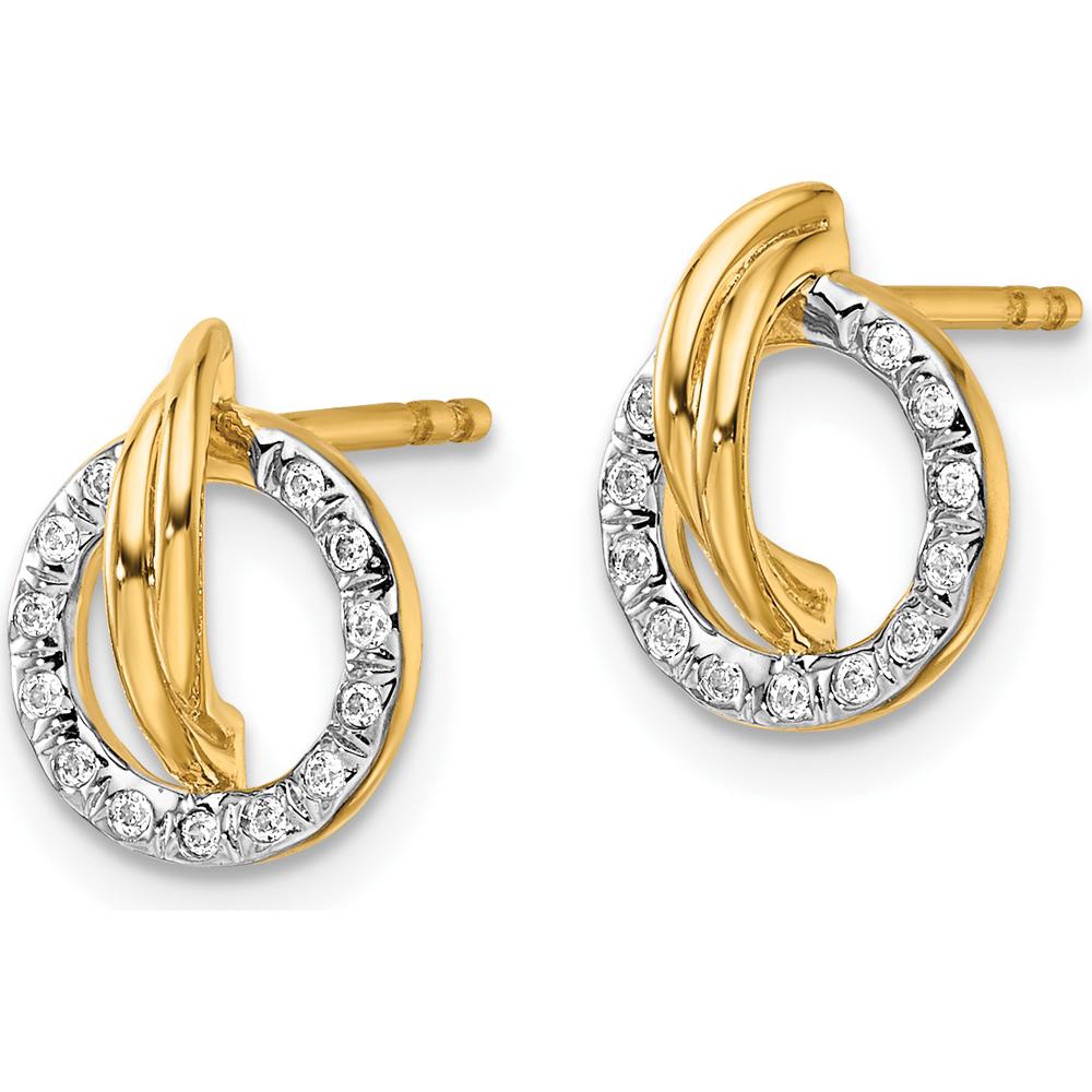 14K Yellow Gold Polished Diamond Open Circle Drop Earrings - 0.10 Carats Total Diamond Weight by Oro Pregiato