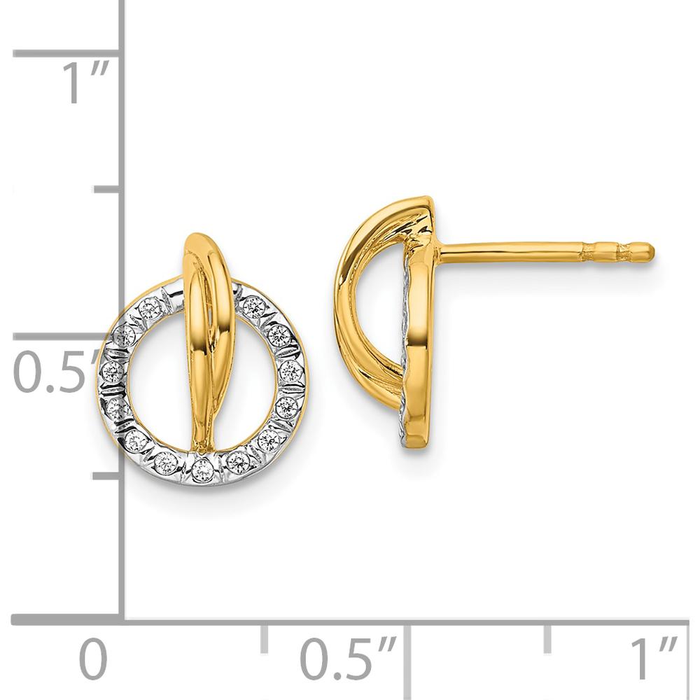 14K Yellow Gold Polished Diamond Open Circle Drop Earrings - 0.10 Carats Total Diamond Weight by Oro Pregiato