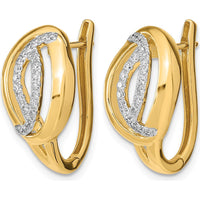 14K Yellow Gold Polished Diamond Oval Hinged Hoop Earrings - 0.0215 Carat Total Diamond Weight by Monteluci Fine Jewelry