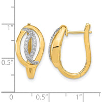 14K Yellow Gold Polished Diamond Oval Hinged Hoop Earrings - 0.0215 Carat Total Diamond Weight by Monteluci Fine Jewelry