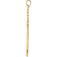 14K Yellow Gold Polished Diamond Pattern Hollow Cross Pendant - 53.8mm Length by Oro Pregiato