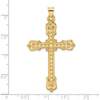 14K Yellow Gold Polished Diamond Pattern Hollow Cross Pendant - 53.8mm Length by Oro Pregiato