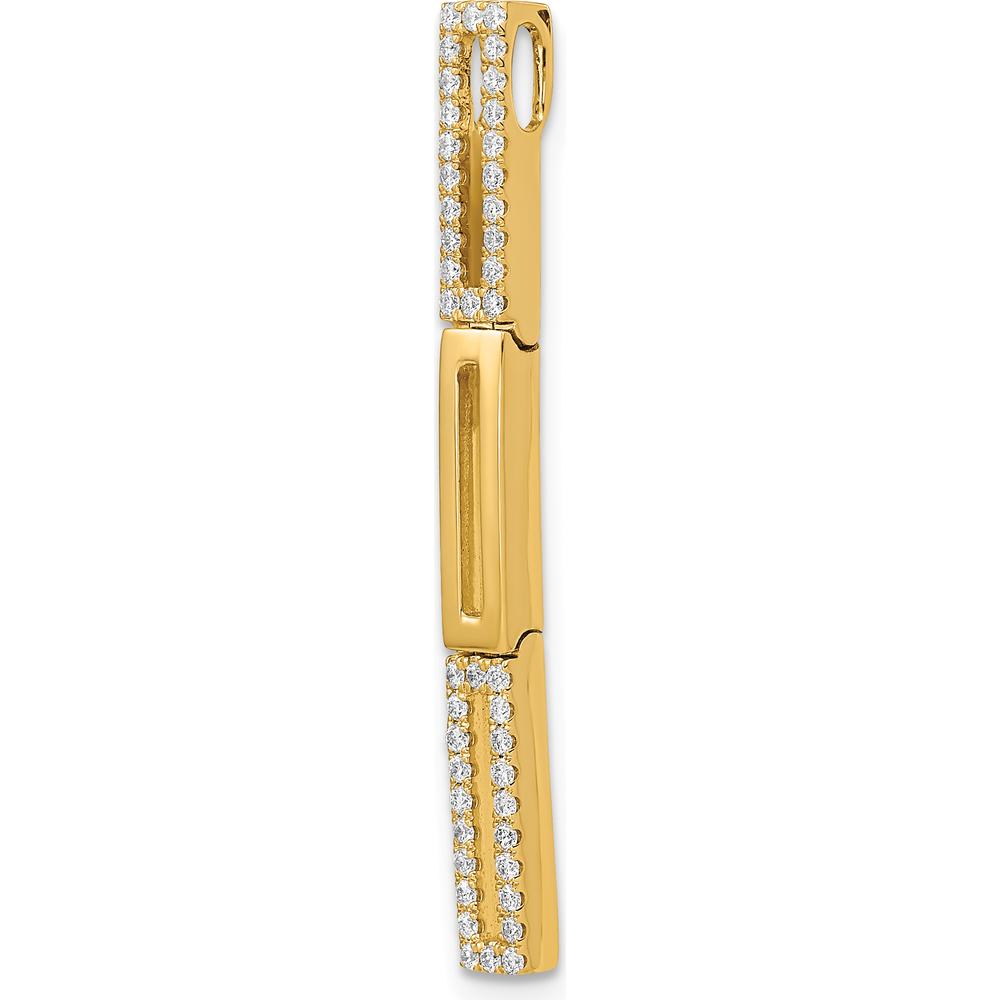 14K Yellow Gold Polished Diamond Rectangle Link Pendant - 0.22 Carat Total Diamond Weight by Monteluci Fine Jewelry