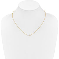 14K Yellow Gold Polished Diamond Sideways Cross Necklace - 0.18 Carat Total Diamond Weight by Monteluci Fine Jewelry