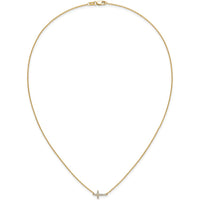 14K Yellow Gold Polished Diamond Sideways Cross Necklace - 0.18 Carat Total Diamond Weight by Monteluci Fine Jewelry