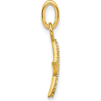 14K Yellow Gold Polished Diamond Star Charm with 0.065 Carat Round Diamonds by Oro Pregiato