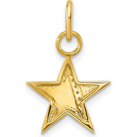 14K Yellow Gold Polished Diamond Star Charm with 0.065 Carat Round Diamonds by Oro Pregiato