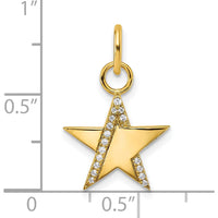 14K Yellow Gold Polished Diamond Star Charm with 0.065 Carat Round Diamonds by Oro Pregiato