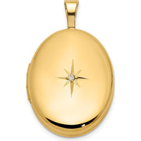 14K Yellow Gold Polished Diamond Star Locket - 0.05 Carat Diamond by Oro Pregiato