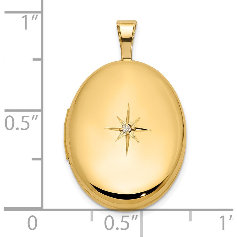 14K Yellow Gold Polished Diamond Star Locket - 0.05 Carat Diamond by Oro Pregiato