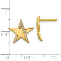 14K Yellow Gold Polished Diamond Star Post Earrings - 0.115 Carats Total Diamond Weight by Oro Pregiato