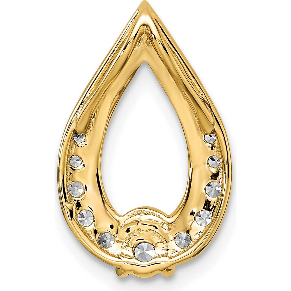 14K Yellow Gold Polished Diamond Teardrop Pendant with Round Diamonds - 0.49 Carat Total Diamond Weight by Oro Pregiato