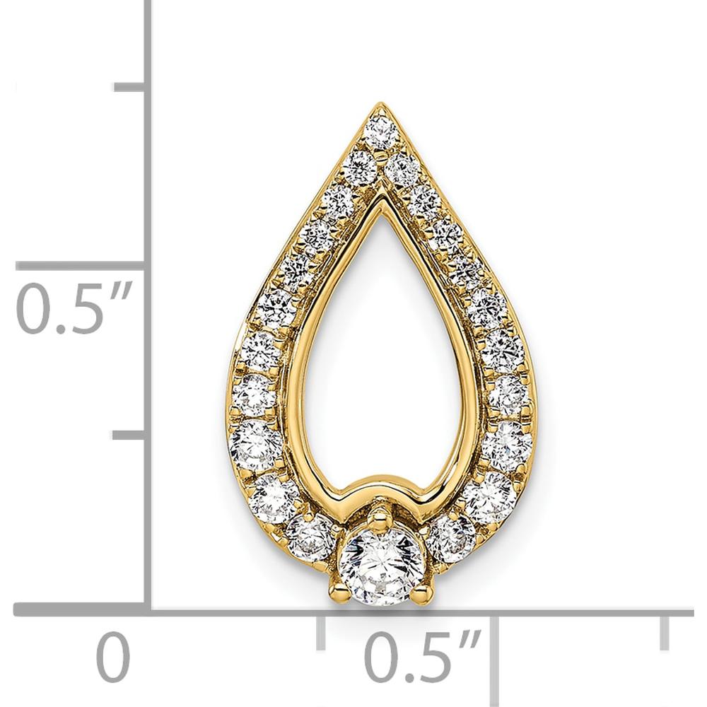 14K Yellow Gold Polished Diamond Teardrop Pendant with Round Diamonds - 0.49 Carat Total Diamond Weight by Oro Pregiato