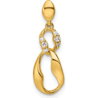 14K Yellow Gold Polished Diamond Wave Pendant with 1/20 Carat Round Diamonds - 0.05 Carat Total Diamond Weight by Oro Pregiato