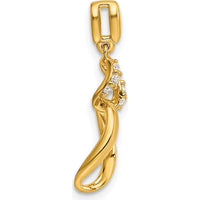14K Yellow Gold Polished Diamond Wave Pendant with 1/20 Carat Round Diamonds - 0.05 Carat Total Diamond Weight by Oro Pregiato