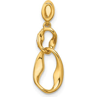 14K Yellow Gold Polished Diamond Wave Pendant with 1/20 Carat Round Diamonds - 0.05 Carat Total Diamond Weight by Oro Pregiato