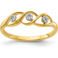 14K Yellow Gold Polished Diamond Wave Ring with Round Diamonds - 0.0086 Carat Total Diamond Weight by 0