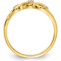 14K Yellow Gold Polished Diamond Wave Ring with Round Diamonds - 0.0086 Carat Total Diamond Weight by 0