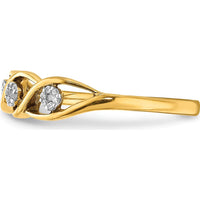 14K Yellow Gold Polished Diamond Wave Ring with Round Diamonds - 0.0086 Carat Total Diamond Weight by 0