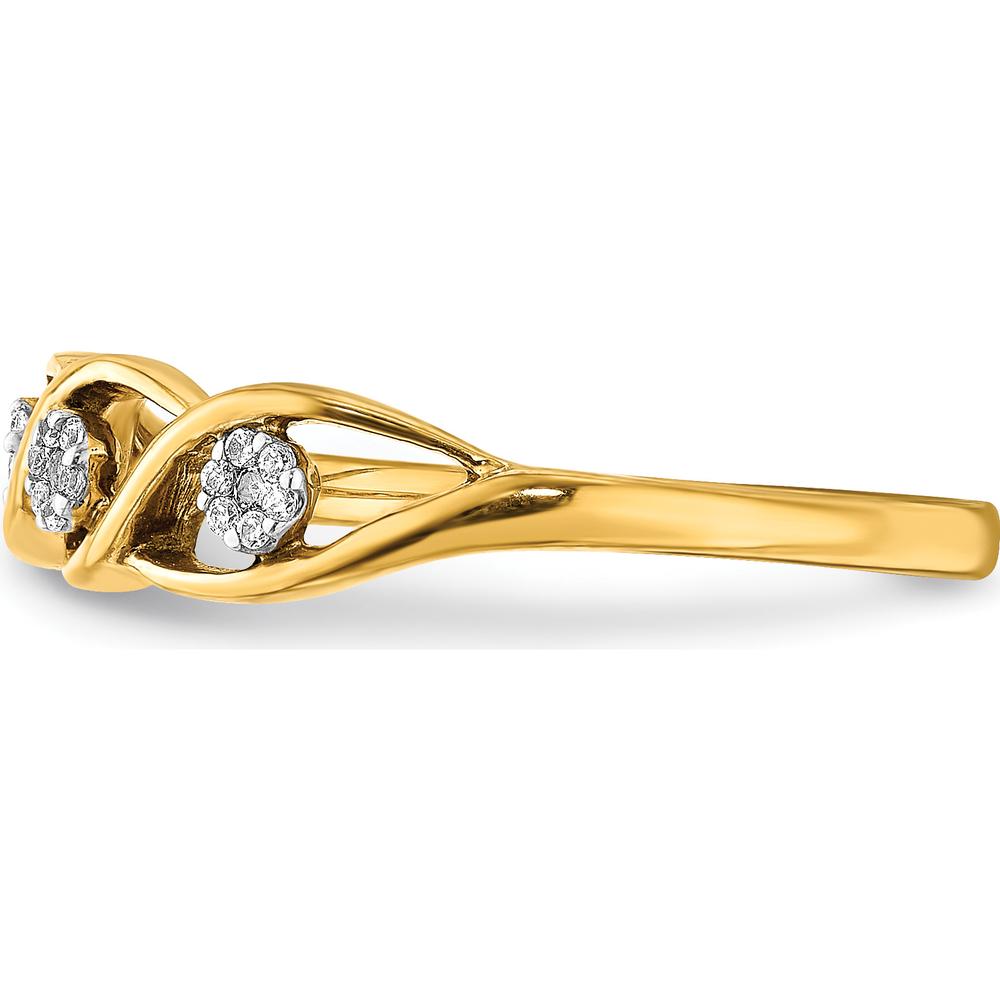 14K Yellow Gold Polished Diamond Wave Ring with Round Diamonds - 0.0086 Carat Total Diamond Weight by 0