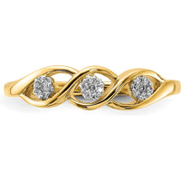14K Yellow Gold Polished Diamond Wave Ring with Round Diamonds - 0.0086 Carat Total Diamond Weight by 0