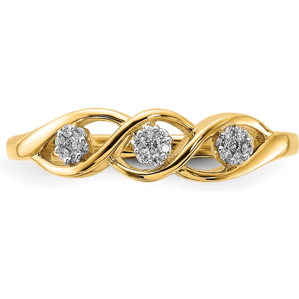14K Yellow Gold Polished Diamond Wave Ring with Round Diamonds - 0.0086 Carat Total Diamond Weight by 0
