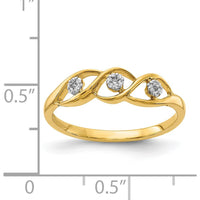 14K Yellow Gold Polished Diamond Wave Ring with Round Diamonds - 0.0086 Carat Total Diamond Weight by 0