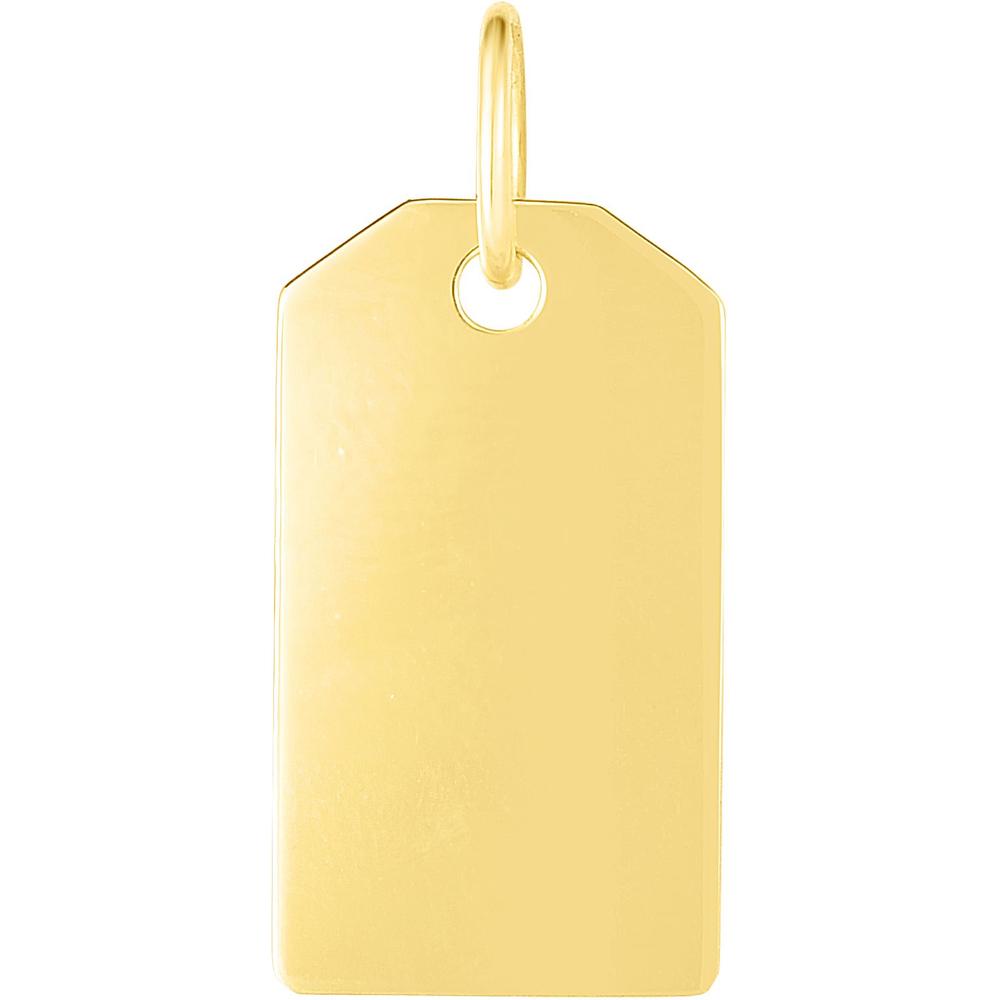 14K Yellow Gold Polished Dog Tag Pendant - Engravable and Timeless Charm by Orozza Fine Jewelry