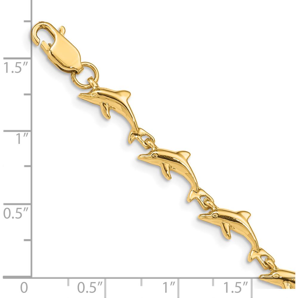 14K Yellow Gold Polished Dolphin 7" Fancy Link Bracelet by Oro Pregiato