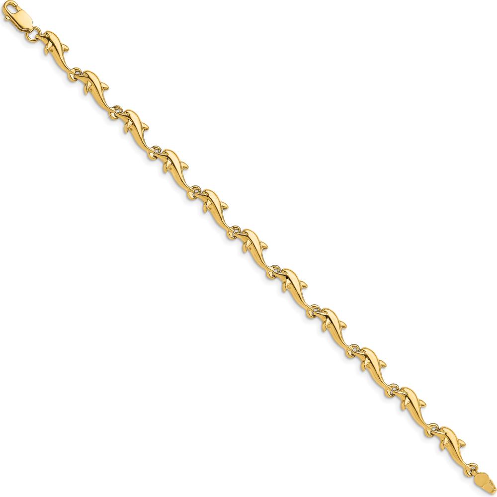 14K Yellow Gold Polished Dolphin 7-Inch Bracelet by Oro Pregiato