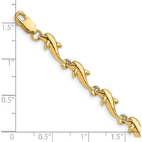 14K Yellow Gold Polished Dolphin 7-Inch Bracelet by Oro Pregiato