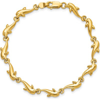14K Yellow Gold Polished Dolphin 7-Inch Bracelet by Oro Pregiato