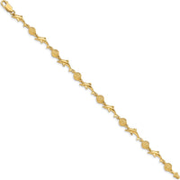 14K Yellow Gold Polished Dolphin and Sea Shell 7" Bracelet - Solid Cast Design with Lobster Clasp by Oro Pregiato