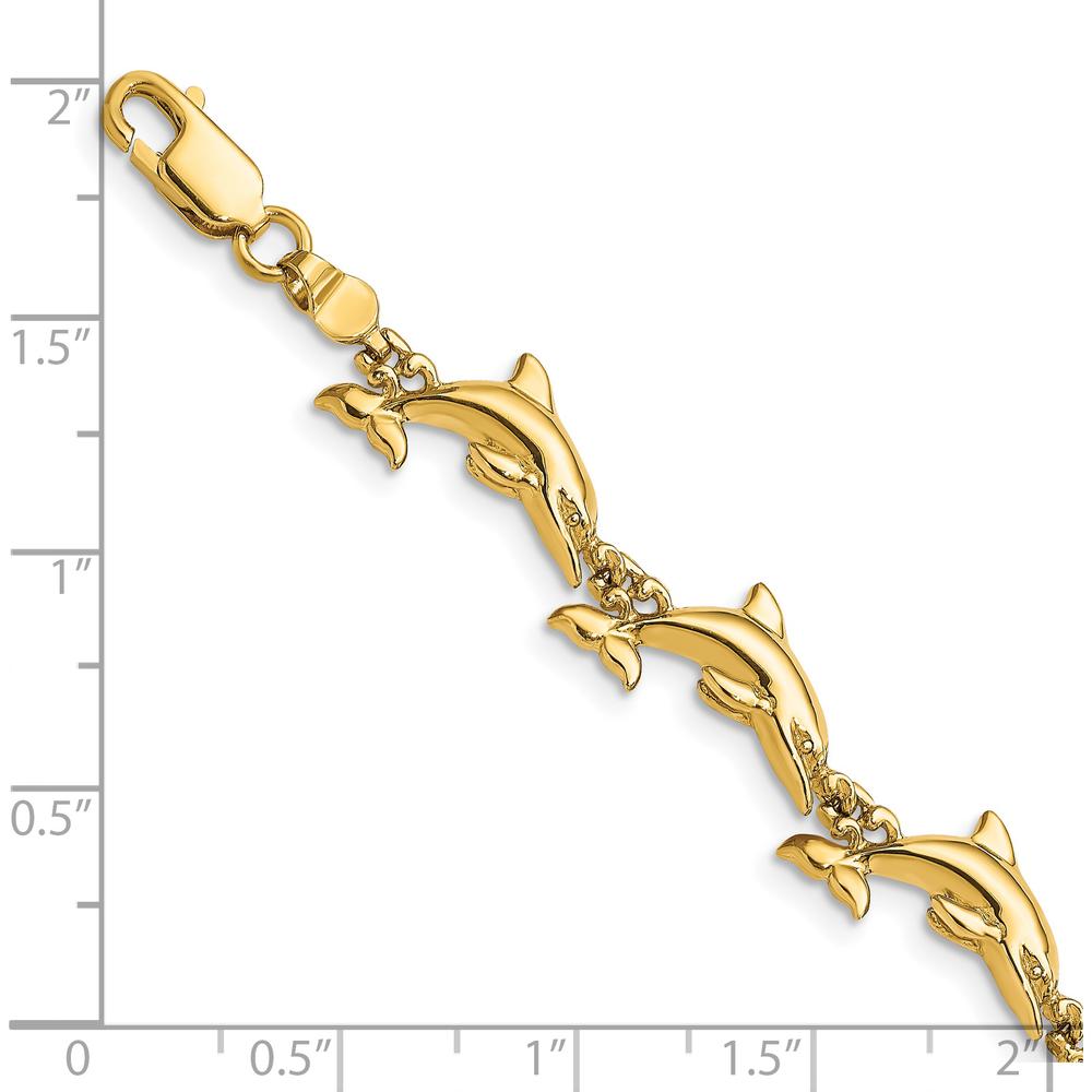 14K Yellow Gold Polished Dolphin Bracelet - 7 Inches by Oro Pregiato