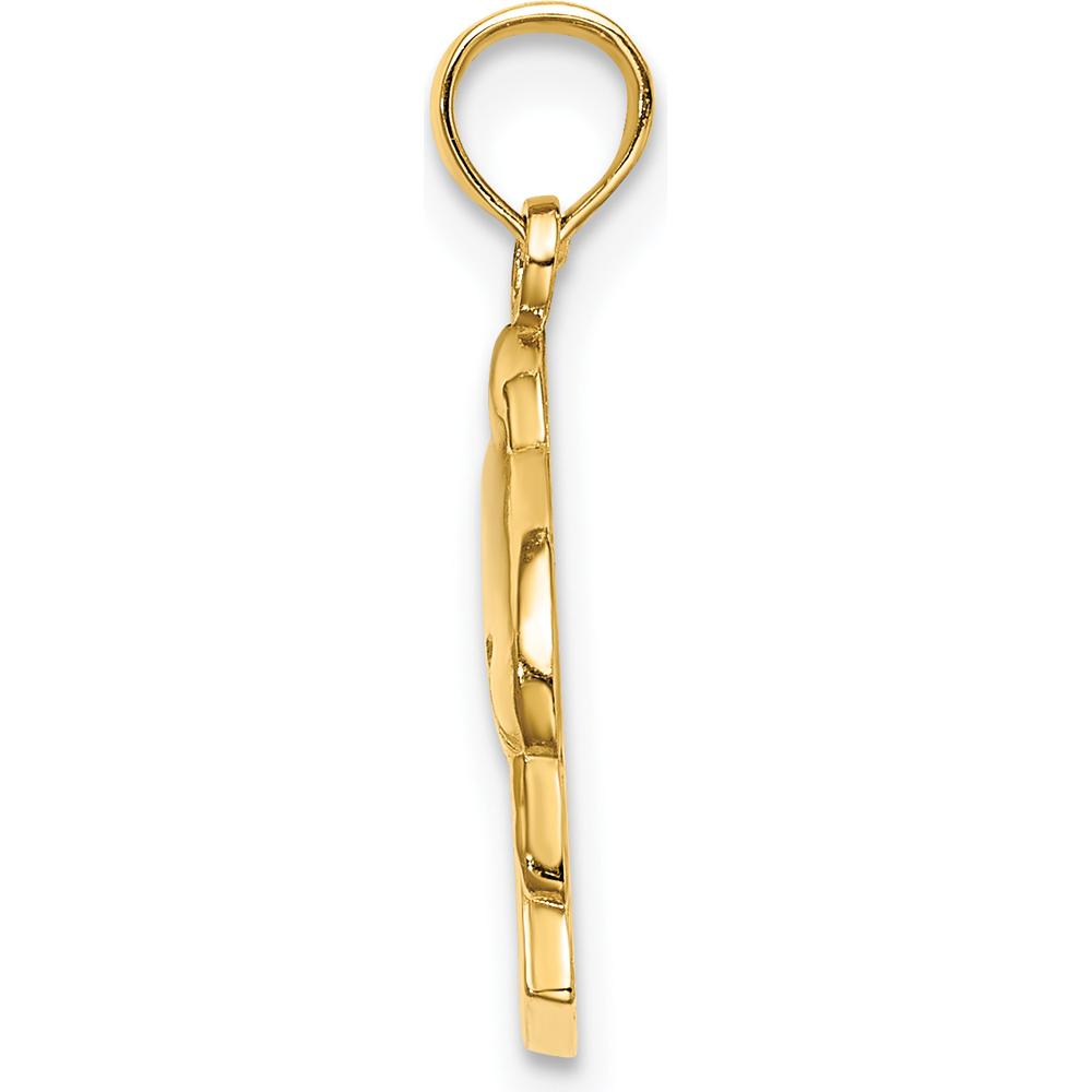 14K Yellow Gold Polished Dolphin Charm Pendant - 20.4mm Length by Oro Pregiato