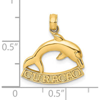 14K Yellow Gold Polished Dolphin Charm Pendant - 20.4mm Length by Oro Pregiato