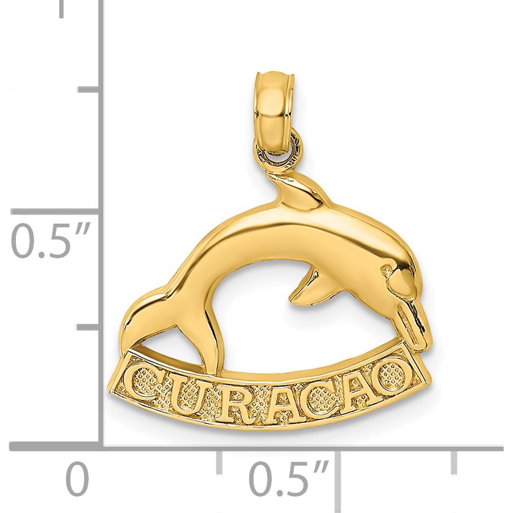 14K Yellow Gold Polished Dolphin Charm Pendant - 20.4mm Length by Oro Pregiato
