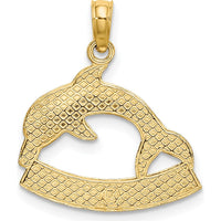 14K Yellow Gold Polished Dolphin Charm Pendant - 20.4mm Length by Oro Pregiato