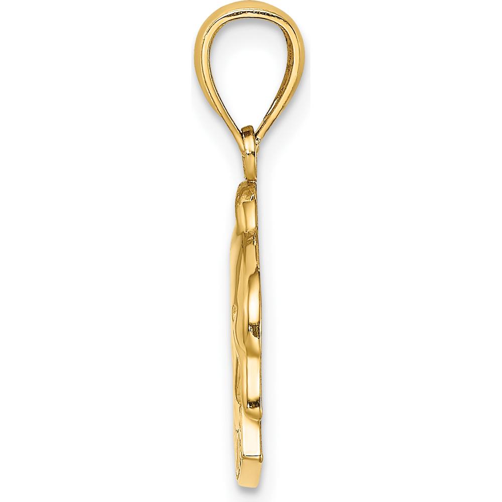 14K Yellow Gold Polished Dolphin Charm Pendant - Barbados Themed by Oro Pregiato