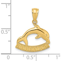 14K Yellow Gold Polished Dolphin Charm Pendant - Barbados Themed by Oro Pregiato