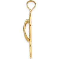 14K Yellow Gold Polished Dolphin Flip-Flop Charm Pendant - 32.4mm Length by Oro Pregiato