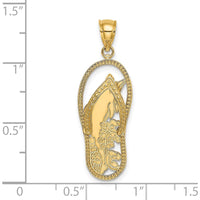 14K Yellow Gold Polished Dolphin Flip-Flop Charm Pendant - 32.4mm Length by Oro Pregiato
