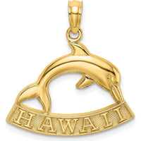 14K Yellow Gold Polished Dolphin Hawaii Pendant Charm by Oro Pregiato