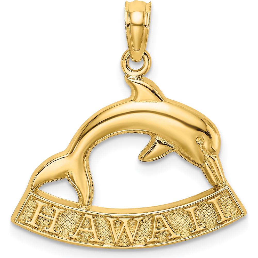 14K Yellow Gold Polished Dolphin Hawaii Pendant Charm by Oro Pregiato
