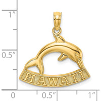 14K Yellow Gold Polished Dolphin Hawaii Pendant Charm by Oro Pregiato