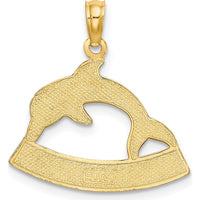 14K Yellow Gold Polished Dolphin Hawaii Pendant Charm by Oro Pregiato